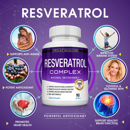 Resveratrol Supplement 1800Mg Natural Antioxidant