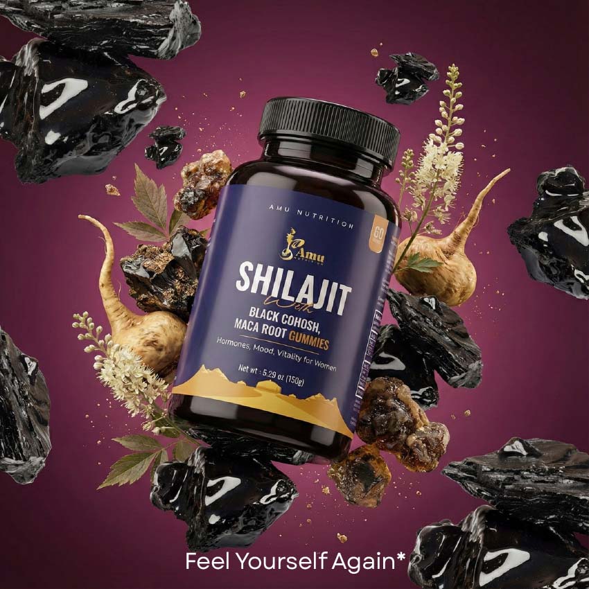 Shilajit with Mace root, Black Cohosh Gummies for Pre-Menopause, Menopause, Post-Menopause Women– 60 ct