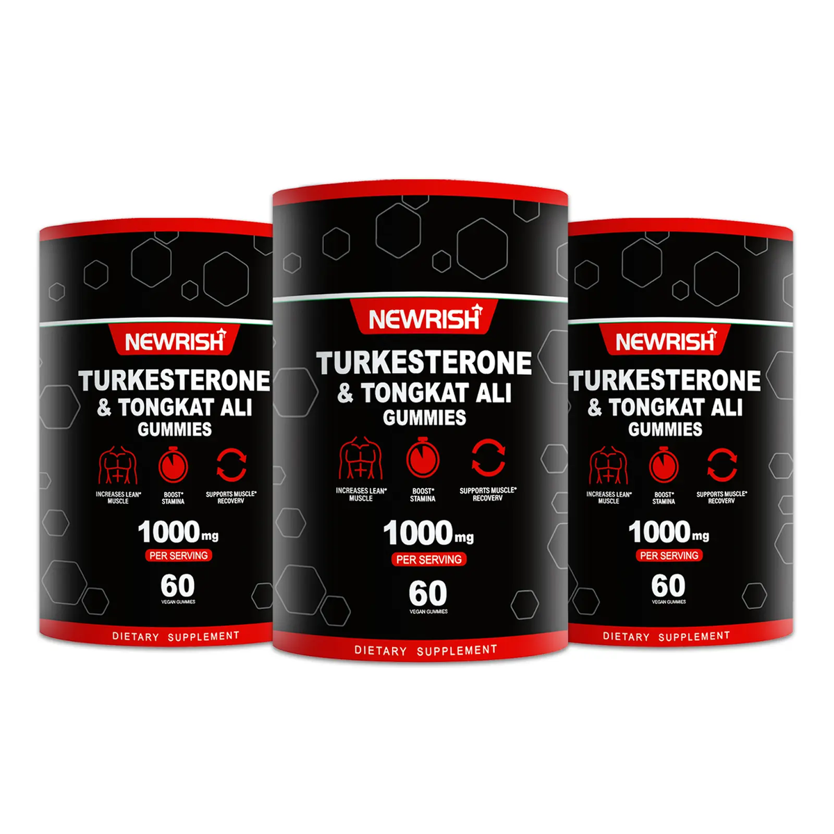 Newrish Strength Gummies - Contains Turkstan Charantia and Tongkat Ali Extracts - Immunoglobulins - Enhances Strength and Muscle Growth - 60 Gummies