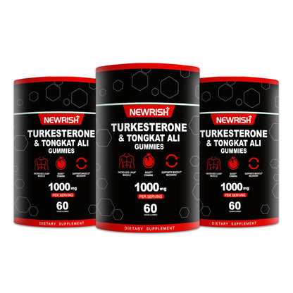 Newrish Strength Gummies - Contains Turkstan Charantia and Tongkat Ali Extracts - Immunoglobulins - Enhances Strength and Muscle Growth - 60 Gummies
