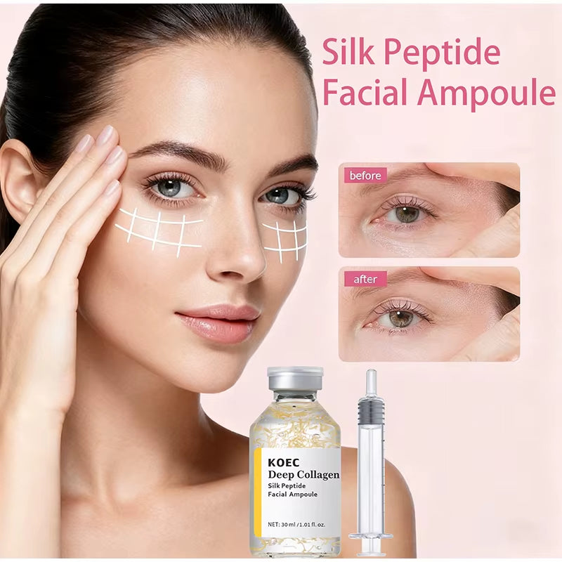 Silk Collagen Peptide Essence for Women Tightening Lifting, Deep Collagen Hydrating Essence, Korean Smoothing Firming Face Serum