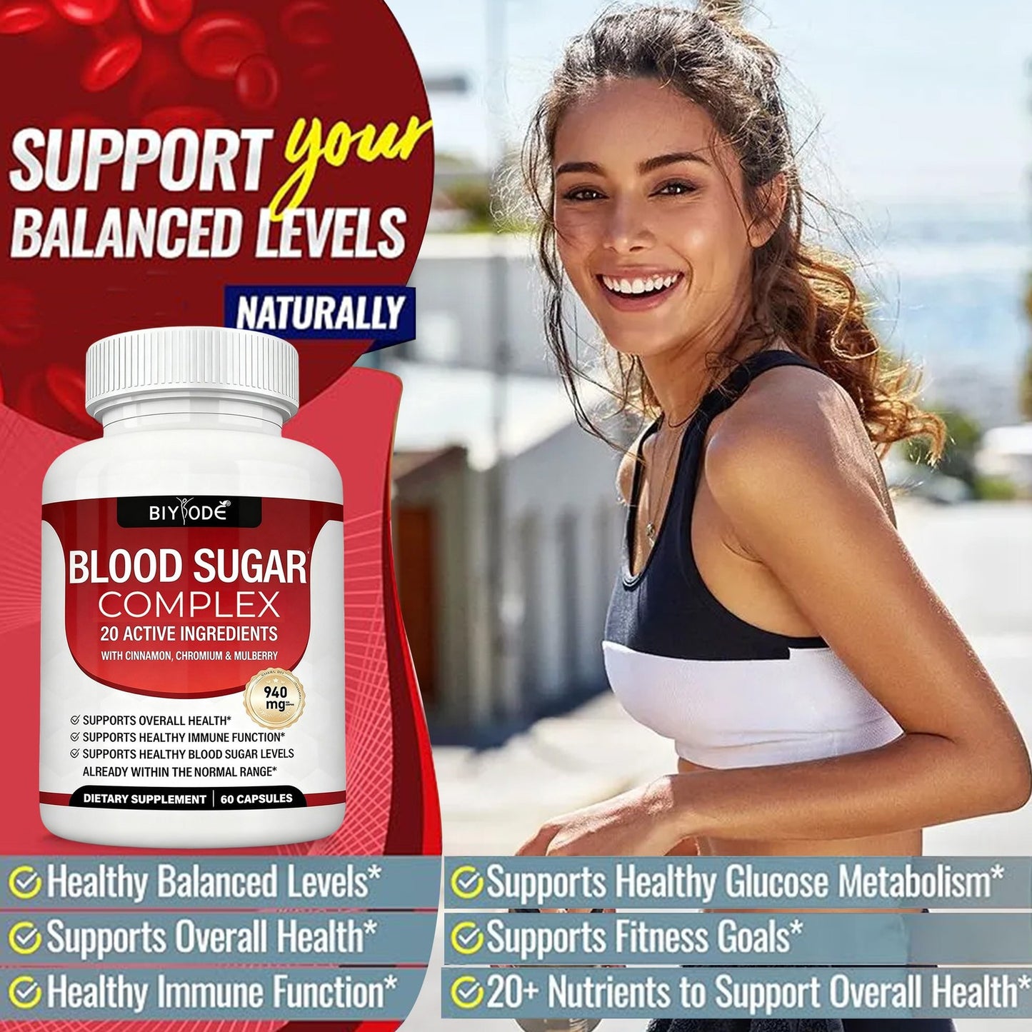 1/2X Magnesium 8 in 1 Complex 1000Mg & Blood Sugar Blend Supplement Combo
