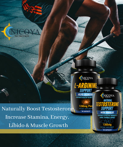Natural Testosterone Enhancer + Nitric Oxide L-Arginine -Value 2 Pack Bundle!