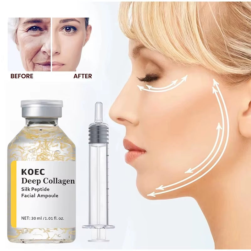 Silk Collagen Peptide Essence for Women Tightening Lifting, Deep Collagen Hydrating Essence, Korean Smoothing Firming Face Serum