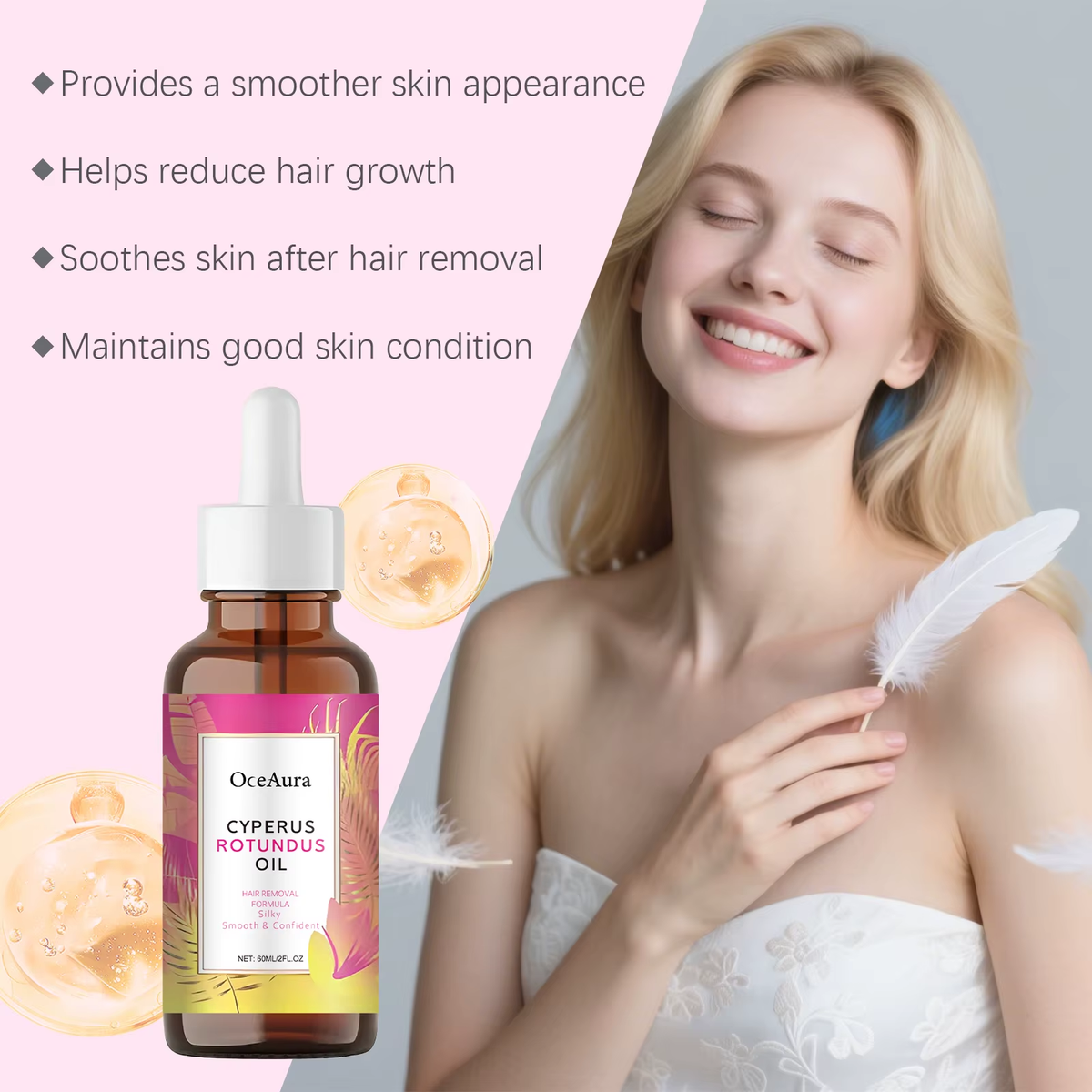 Cyperus Rotundus Oil for Hair Removal Soft Smooth Skin Care Deep Hydration anti Hair Growth Inhibition after Shave Oil