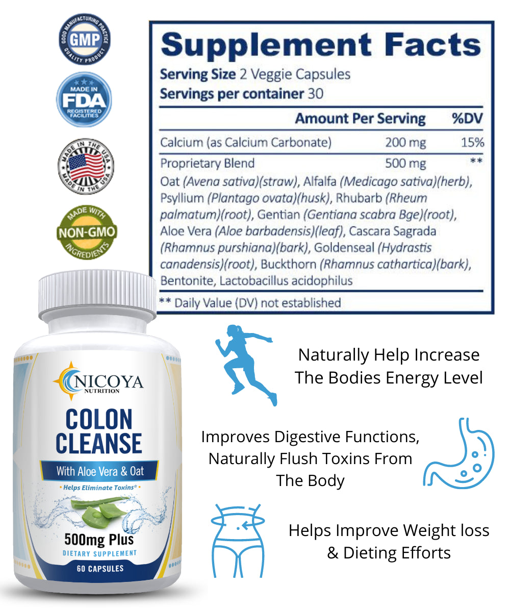 Colon Cleanse 500MG | Help Naturally Lose Weight, Detox, Bloating & Boost Energy