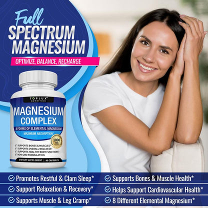 Toplux Magnesium Complex 1000mg — 6 Pack Bundle (Save 35%)