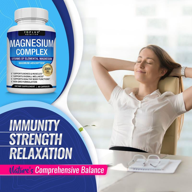 Toplux Magnesium Complex 1000mg — 6 Pack Bundle (Save 35%)