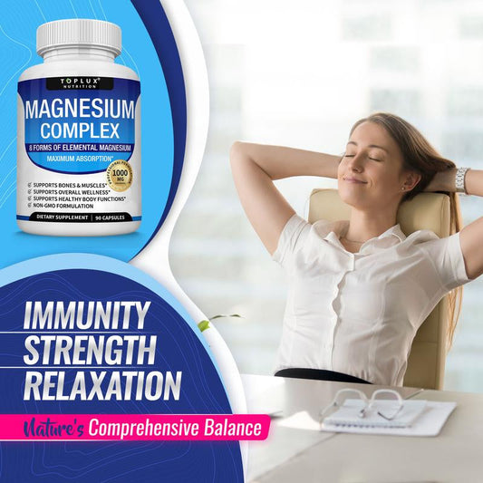 Complex 8 Essential Magnesium Supplement 3 Pack Bundle 90 Capsules Each for Bone Muscle Health Maximum Absorption Magnesium Complex Wellness