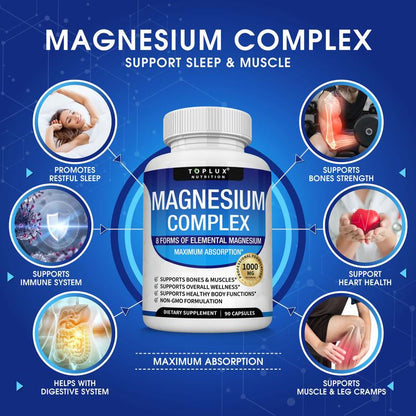 Toplux Magnesium Complex 1000mg — 6 Pack Bundle (Save 35%)