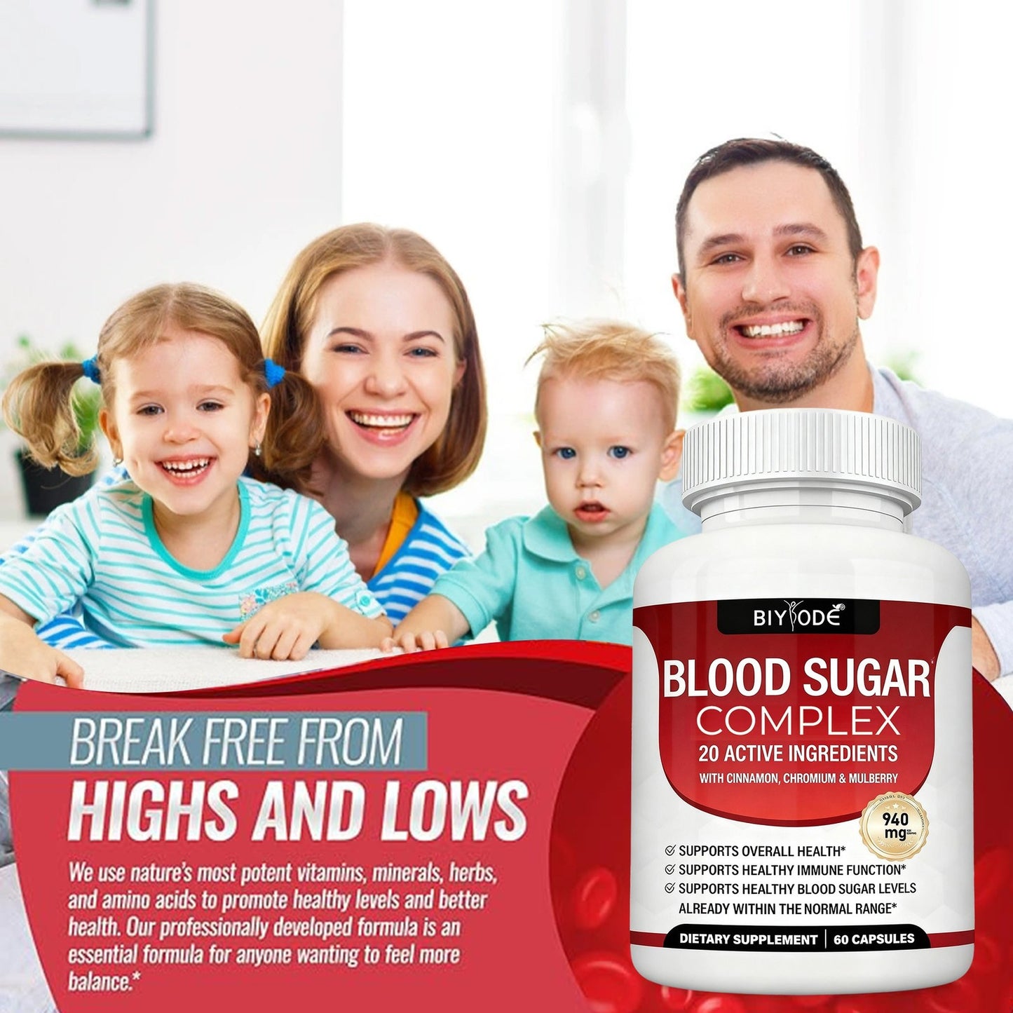 1/2X Magnesium 8 in 1 Complex 1000Mg & Blood Sugar Blend Supplement Combo