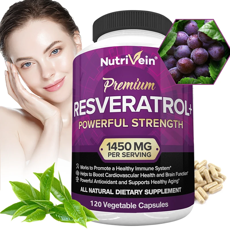 Nutrivein Premium Resveratrol 1450 Mg, 120 Capsules, Antioxidant, Supports a Healthy Immune System
