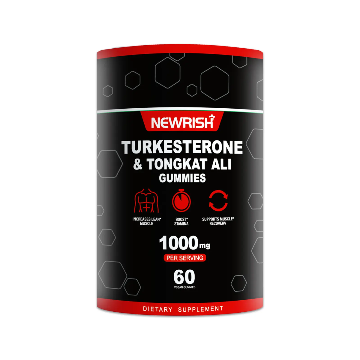 Newrish Strength Gummies - Contains Turkstan Charantia and Tongkat Ali Extracts - Immunoglobulins - Enhances Strength and Muscle Growth - 60 Gummies