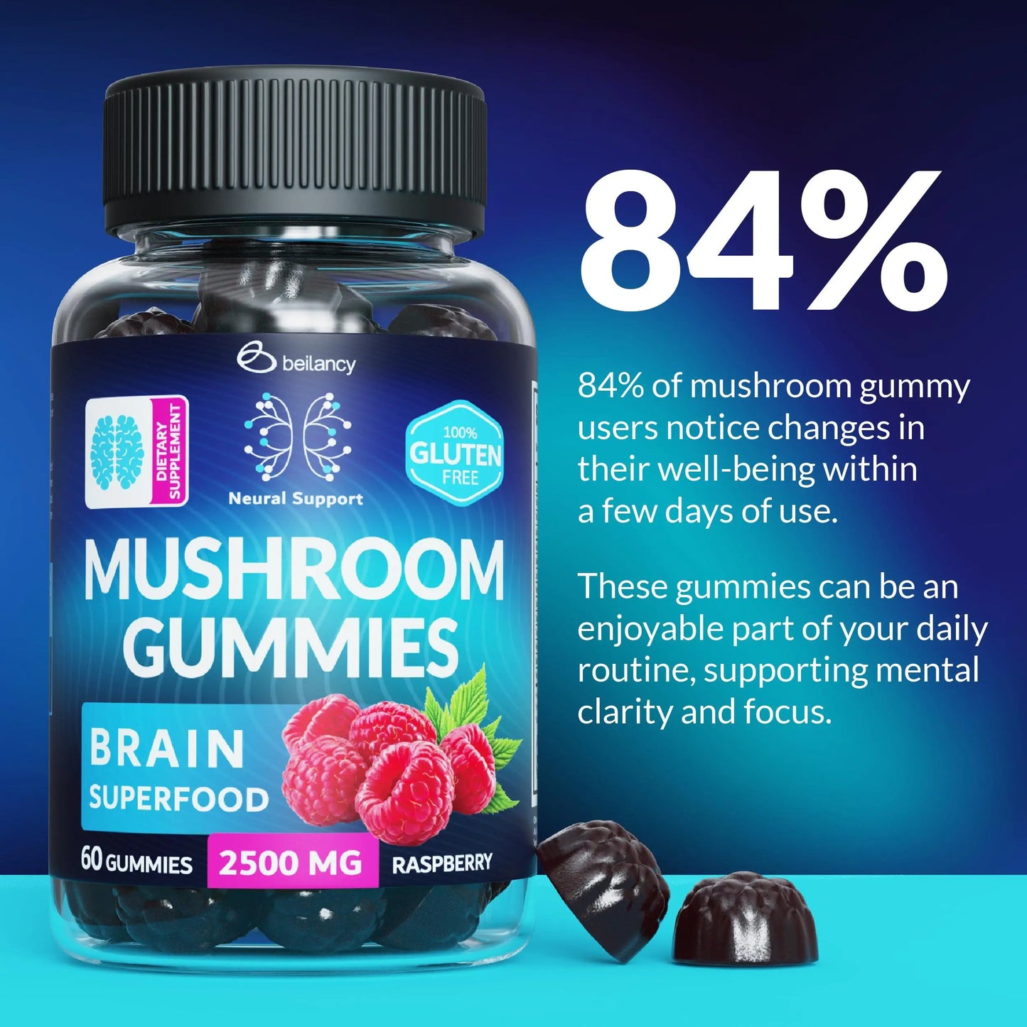 Mushroom Gummies - Lion Mane & Reishi (60 Count)
