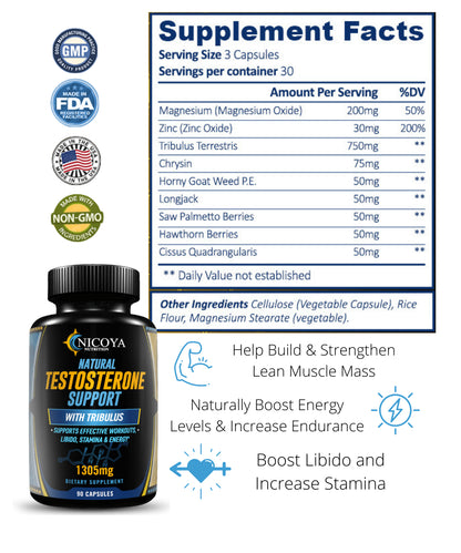 Natural Testosterone Enhancer + Nitric Oxide L-Arginine -Value 2 Pack Bundle!