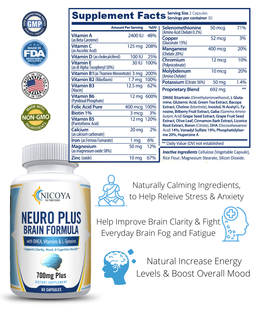 Neuro Brain & Focus 700MG+ Healthy Memory Function, Clarity Nootropic Supplement
