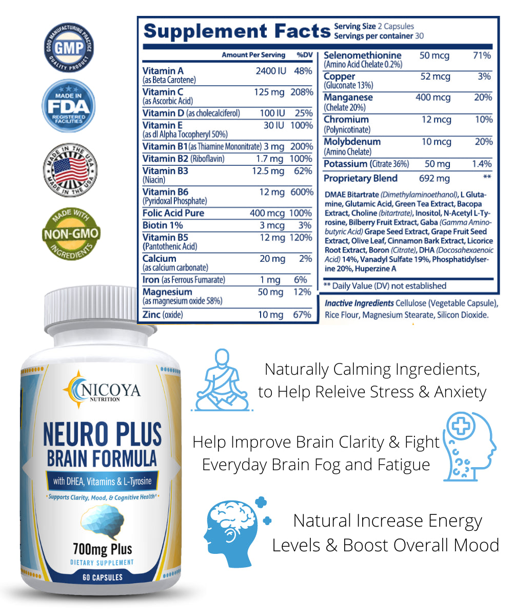 Neuro Brain & Focus 700MG+ Healthy Memory Function, Clarity Nootropic Supplement