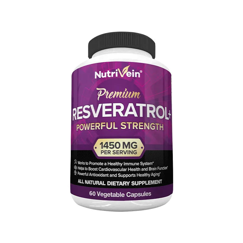 Nutrivein Premium Resveratrol 1450 Mg, 120 Capsules, Antioxidant, Supports a Healthy Immune System