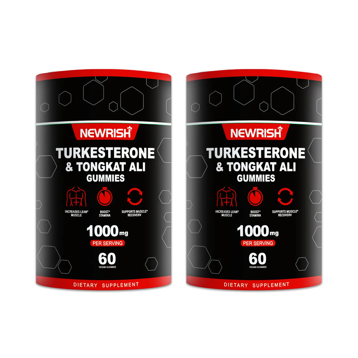 Newrish Strength Gummies - Contains Turkstan Charantia and Tongkat Ali Extracts - Immunoglobulins - Enhances Strength and Muscle Growth - 60 Gummies