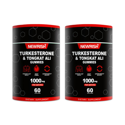 Newrish Strength Gummies - Contains Turkstan Charantia and Tongkat Ali Extracts - Immunoglobulins - Enhances Strength and Muscle Growth - 60 Gummies