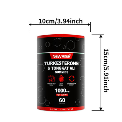 Newrish Strength Gummies - Contains Turkstan Charantia and Tongkat Ali Extracts - Immunoglobulins - Enhances Strength and Muscle Growth - 60 Gummies