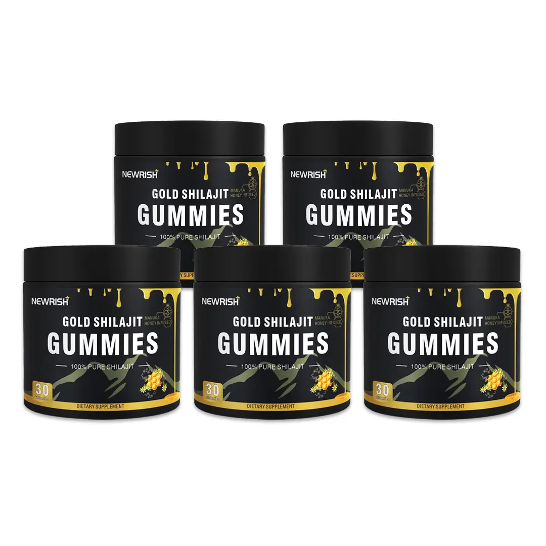 Newrish Gold Grade 100% Pure Shilajit Gummies | 85+ Trace Minerals and Fulvic Acid | All Natural | Immune and Energy Support | 30 Gummies