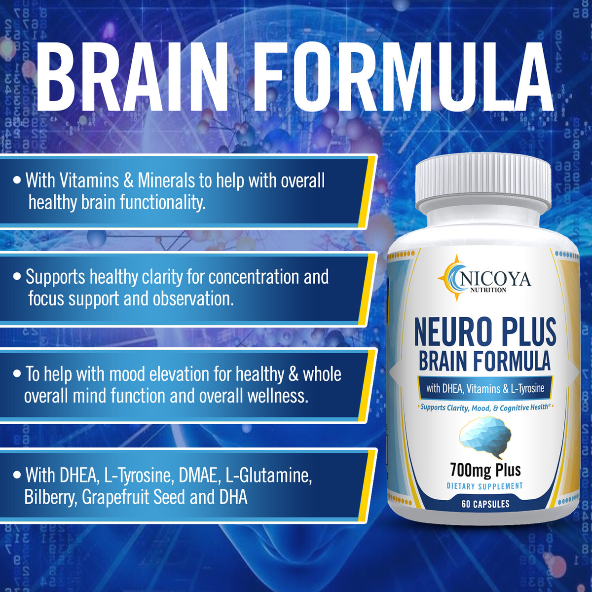 Neuro Brain & Focus 700MG+ Healthy Memory Function, Clarity Nootropic Supplement