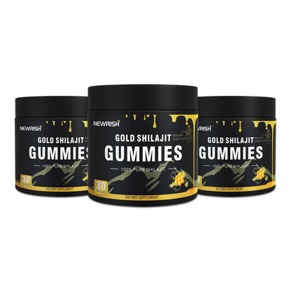 Newrish Gold Grade 100% Pure Shilajit Gummies | 85+ Trace Minerals and Fulvic Acid | All Natural | Immune and Energy Support | 30 Gummies