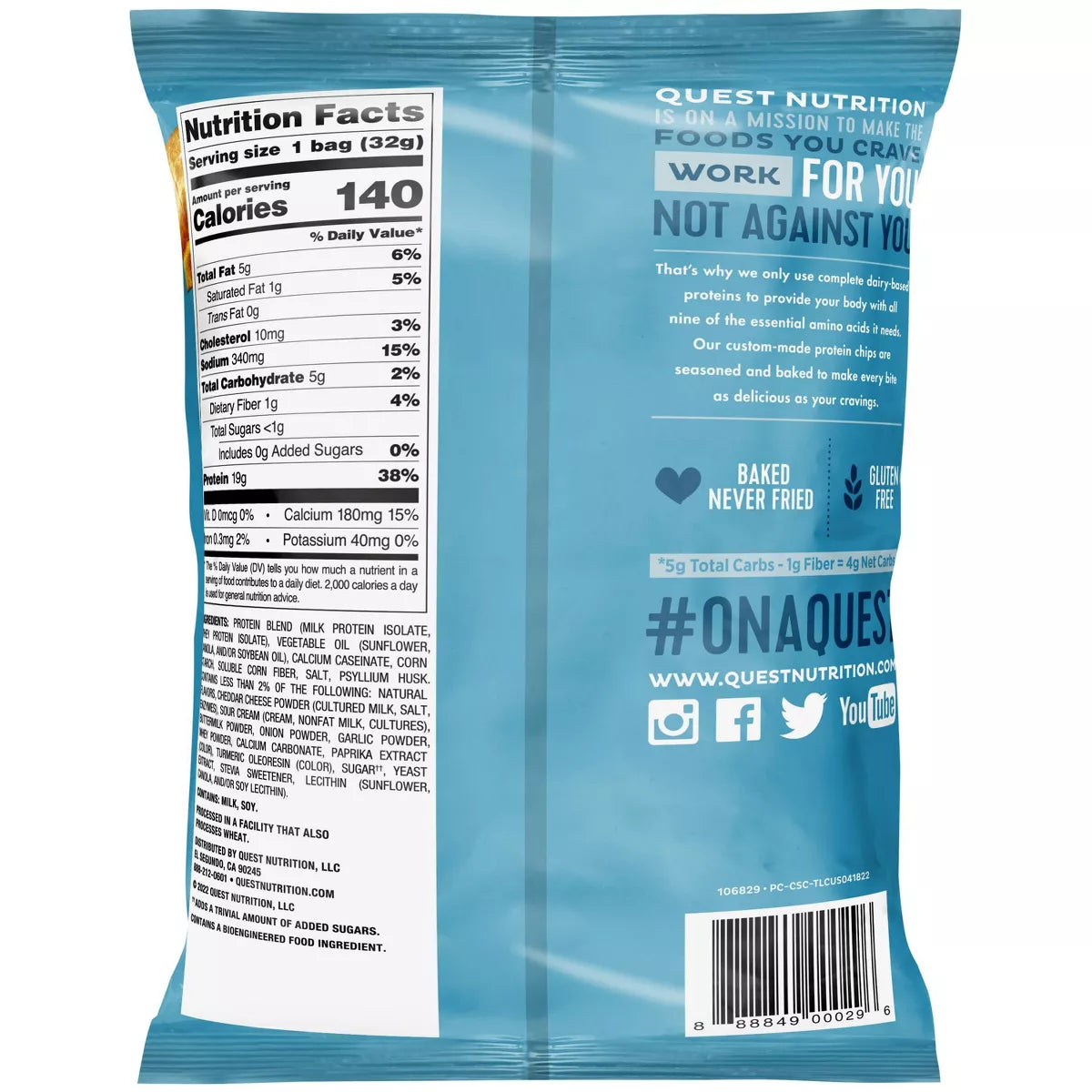 Quest Nutrition Protein Chips - Cheddar & Sour Cream