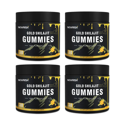 Newrish Gold Grade 100% Pure Shilajit Gummies | 85+ Trace Minerals and Fulvic Acid | All Natural | Immune and Energy Support | 30 Gummies