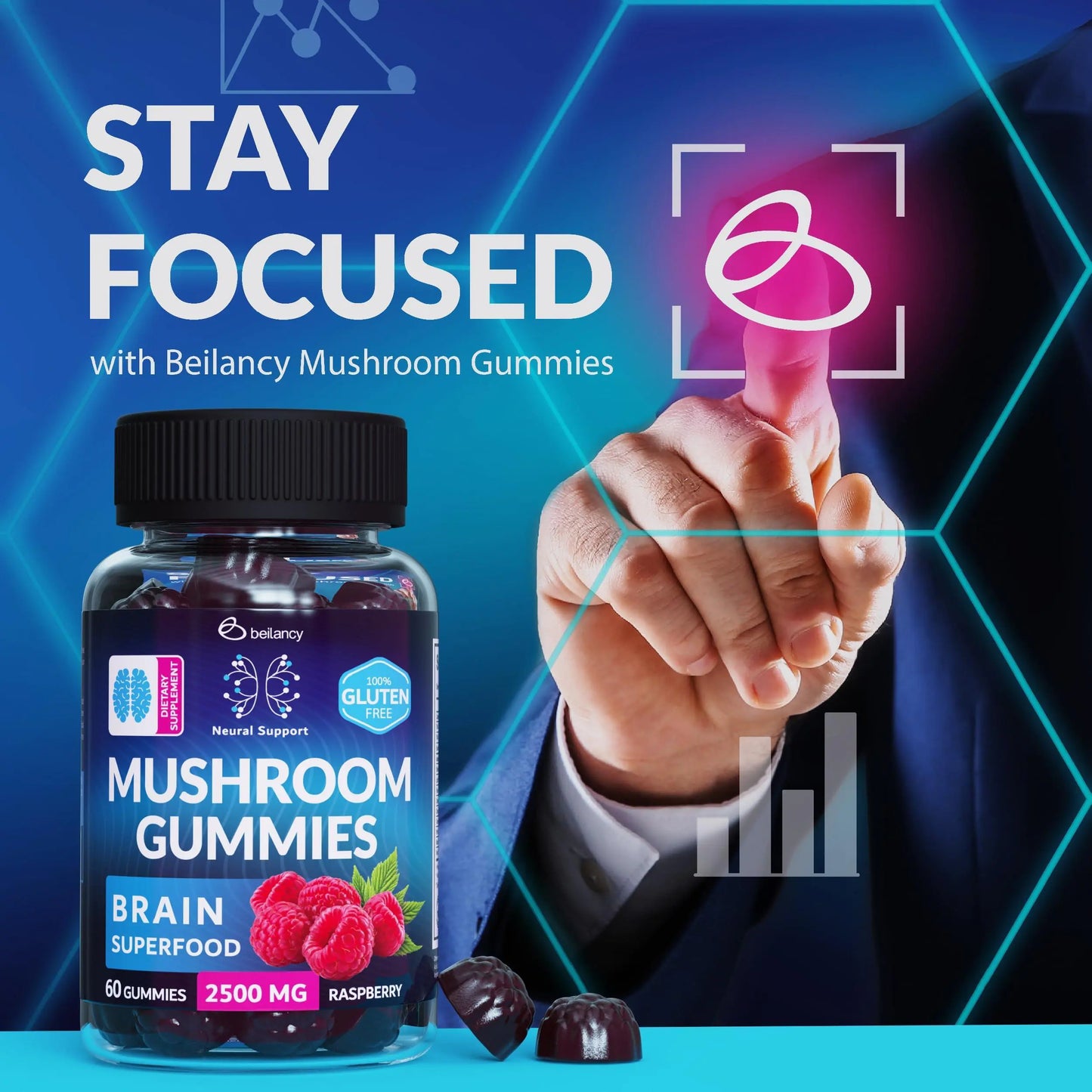 Mushroom Gummies - Lion Mane & Reishi (60 Count)