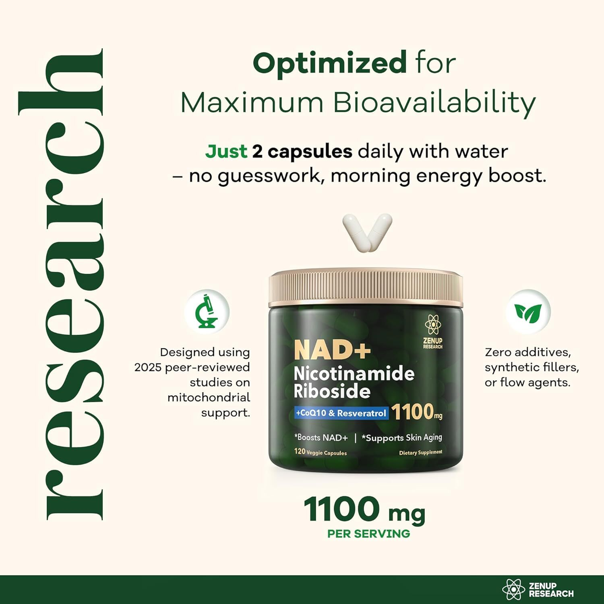 NAD+ Supplement Research | 1100Mg Liposomal Nicotinamide Riboside With