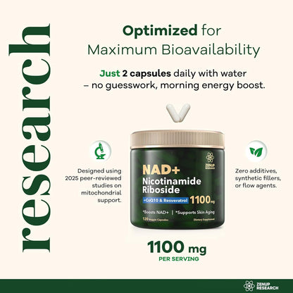 NAD+ Supplement Research | 1100Mg Liposomal Nicotinamide Riboside With